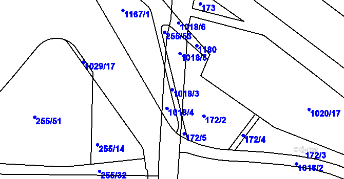 Parcela st. 1018/3 v KÚ Machnín, Katastrální mapa