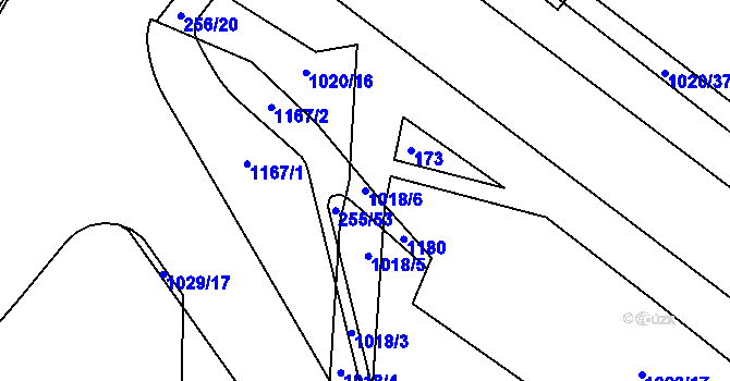 Parcela st. 1018/6 v KÚ Machnín, Katastrální mapa