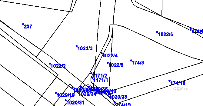 Parcela st. 1022/4 v KÚ Machnín, Katastrální mapa