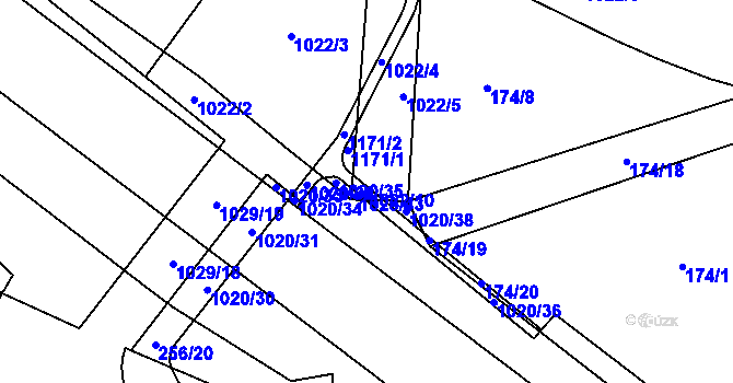 Parcela st. 1022/10 v KÚ Machnín, Katastrální mapa