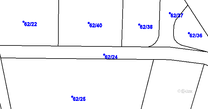 Parcela st. 62/24 v KÚ Machnín, Katastrální mapa
