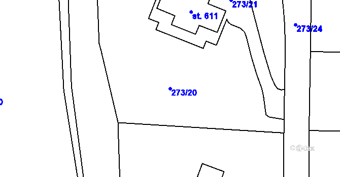 Parcela st. 273/20 v KÚ Machnín, Katastrální mapa