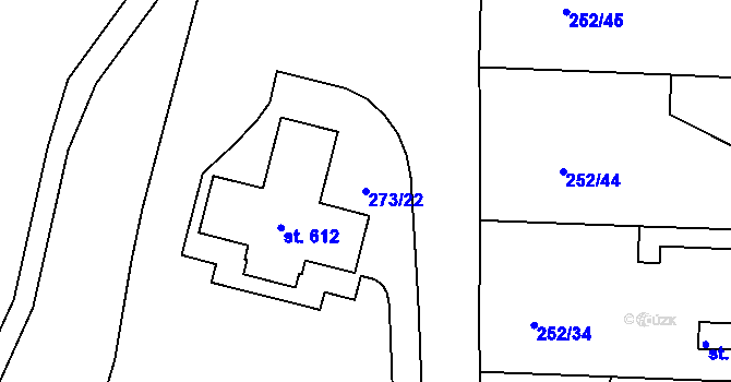 Parcela st. 273/22 v KÚ Machnín, Katastrální mapa