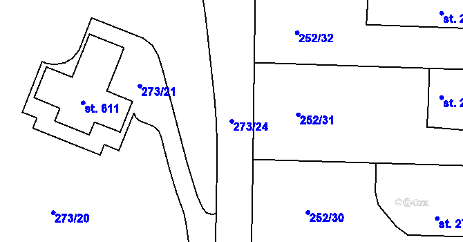 Parcela st. 273/24 v KÚ Machnín, Katastrální mapa