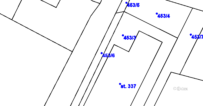 Parcela st. 453/6 v KÚ Machnín, Katastrální mapa