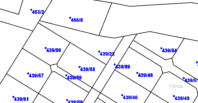 Parcela st. 439/22 v KÚ Machnín, Katastrální mapa