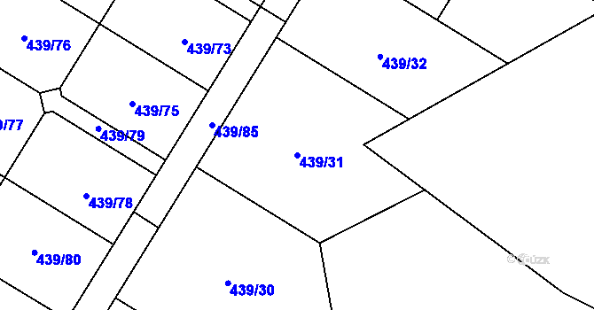 Parcela st. 439/31 v KÚ Machnín, Katastrální mapa
