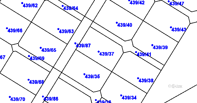 Parcela st. 439/37 v KÚ Machnín, Katastrální mapa