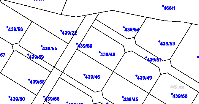 Parcela st. 439/48 v KÚ Machnín, Katastrální mapa