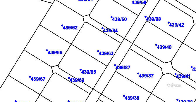 Parcela st. 439/63 v KÚ Machnín, Katastrální mapa