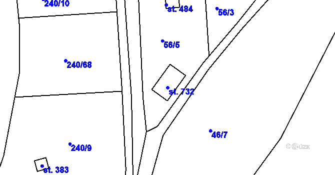Parcela st. 732 v KÚ Machnín, Katastrální mapa