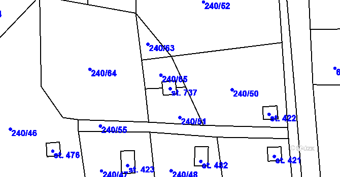 Parcela st. 737 v KÚ Machnín, Katastrální mapa