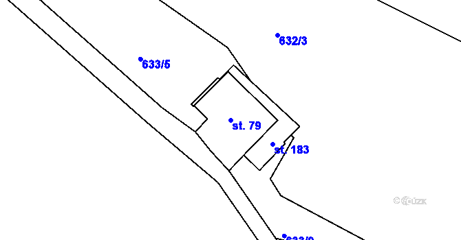 Parcela st. 79 v KÚ Bělý, Katastrální mapa