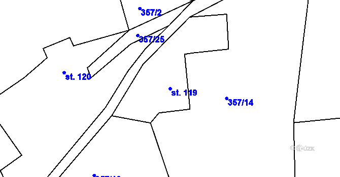 Parcela st. 119 v KÚ Bělý, Katastrální mapa