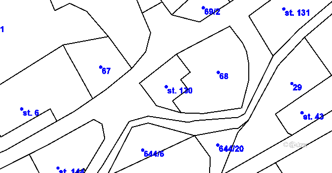 Parcela st. 130 v KÚ Bělý, Katastrální mapa