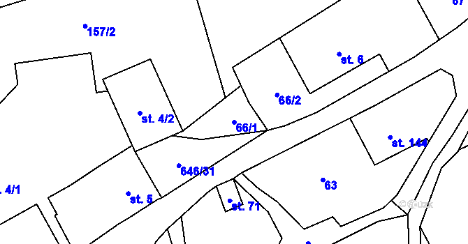 Parcela st. 66/1 v KÚ Bělý, Katastrální mapa