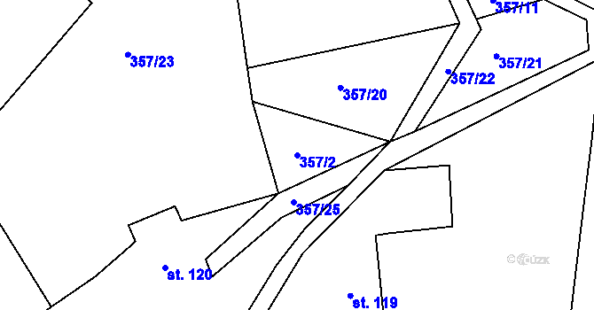 Parcela st. 357/2 v KÚ Bělý, Katastrální mapa