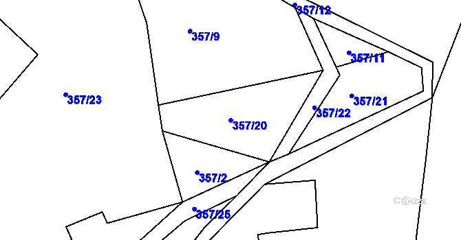 Parcela st. 357/20 v KÚ Bělý, Katastrální mapa