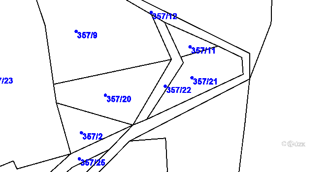 Parcela st. 357/22 v KÚ Bělý, Katastrální mapa