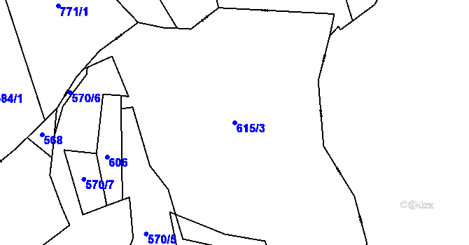 Parcela st. 615/3 v KÚ Bělý, Katastrální mapa