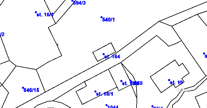 Parcela st. 164 v KÚ Bělý, Katastrální mapa