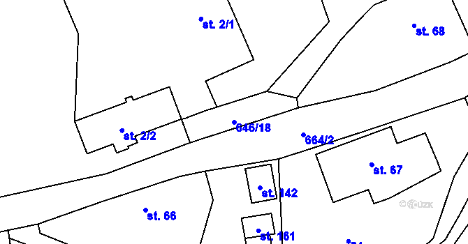 Parcela st. 646/18 v KÚ Bělý, Katastrální mapa