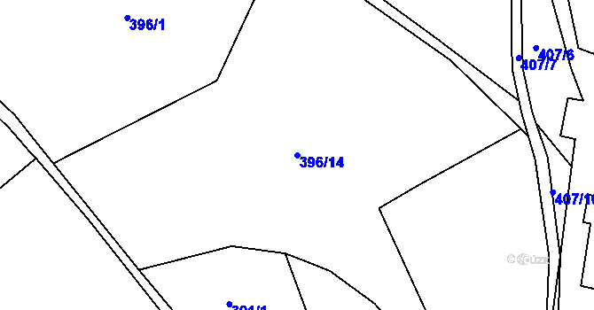 Parcela st. 396/14 v KÚ Bělý, Katastrální mapa