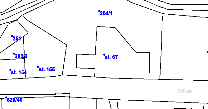 Parcela st. 67 v KÚ Machov, Katastrální mapa