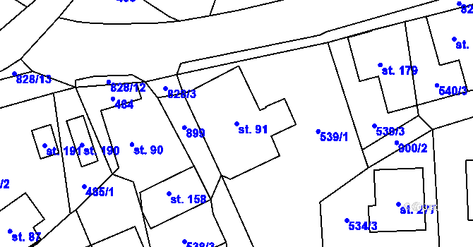 Parcela st. 91 v KÚ Machov, Katastrální mapa
