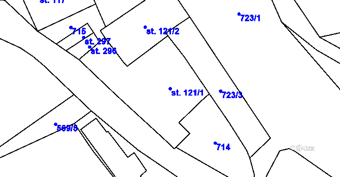 Parcela st. 121/1 v KÚ Machov, Katastrální mapa