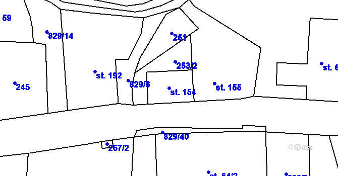 Parcela st. 154 v KÚ Machov, Katastrální mapa