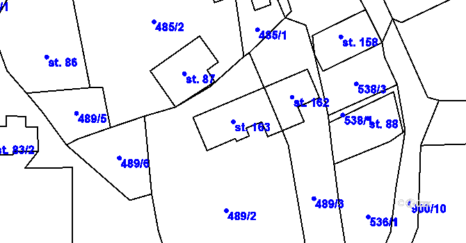 Parcela st. 163 v KÚ Machov, Katastrální mapa