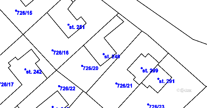 Parcela st. 249 v KÚ Machov, Katastrální mapa