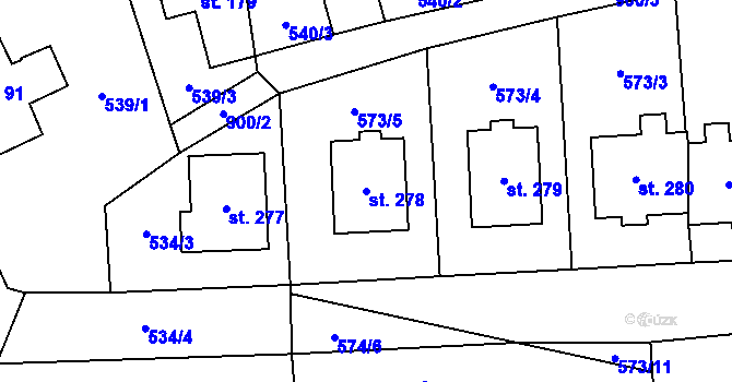 Parcela st. 278 v KÚ Machov, Katastrální mapa