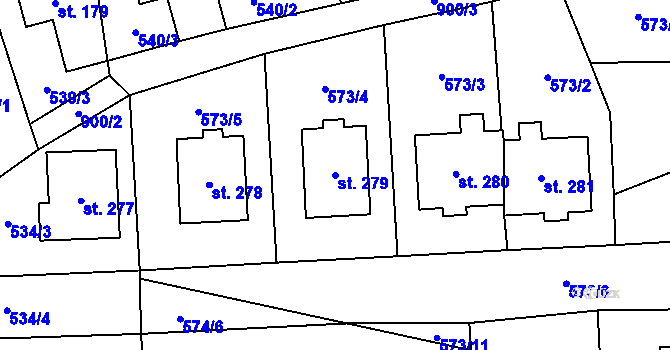 Parcela st. 279 v KÚ Machov, Katastrální mapa