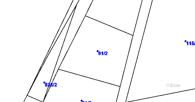 Parcela st. 91/2 v KÚ Machov, Katastrální mapa