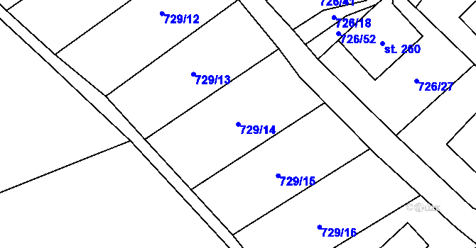 Parcela st. 729/14 v KÚ Machov, Katastrální mapa