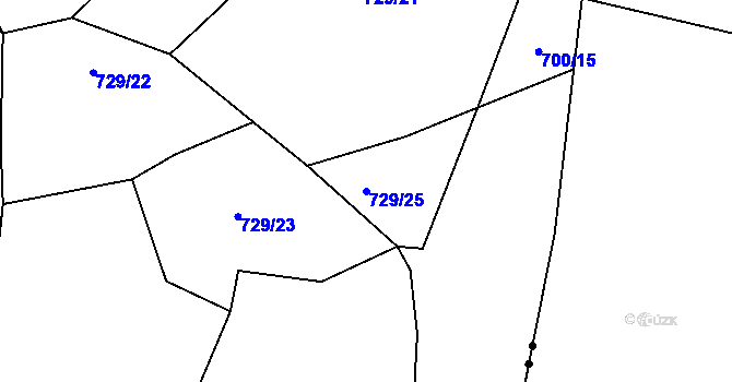 Parcela st. 729/25 v KÚ Machov, Katastrální mapa