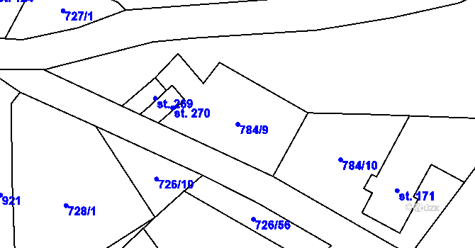 Parcela st. 784/9 v KÚ Machov, Katastrální mapa