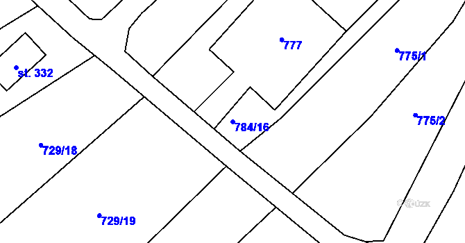 Parcela st. 784/16 v KÚ Machov, Katastrální mapa