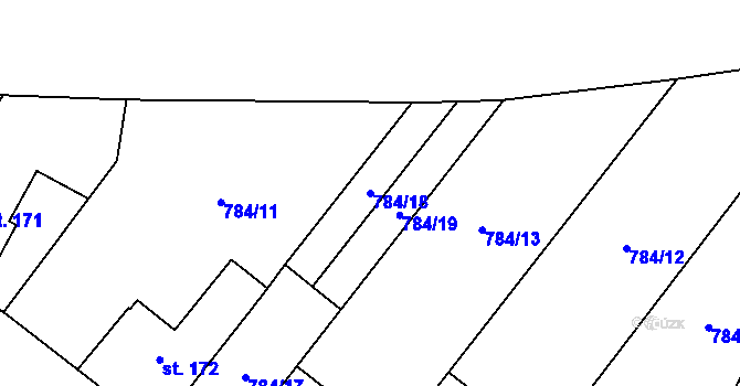 Parcela st. 784/18 v KÚ Machov, Katastrální mapa