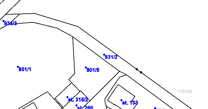 Parcela st. 931/2 v KÚ Machov, Katastrální mapa