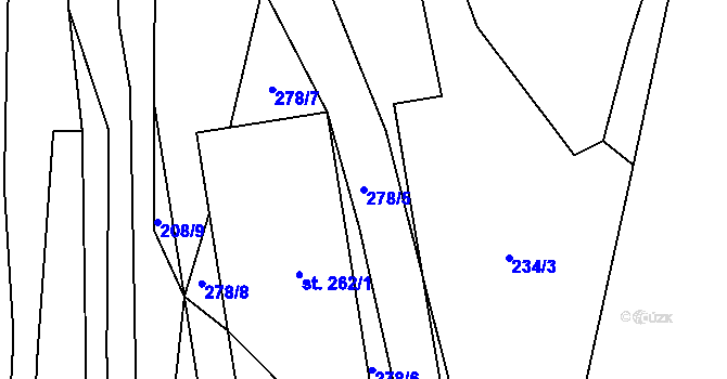 Parcela st. 278/5 v KÚ Machov, Katastrální mapa