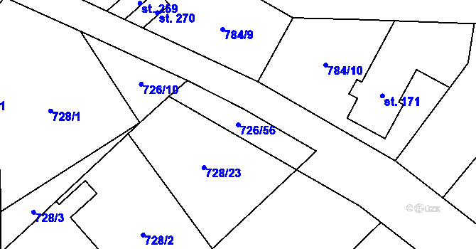Parcela st. 726/56 v KÚ Machov, Katastrální mapa