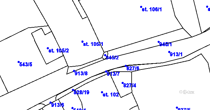 Parcela st. 945/2 v KÚ Machov, Katastrální mapa