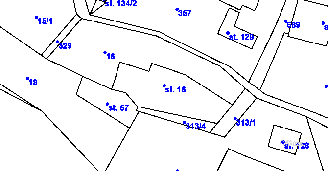 Parcela st. 16 v KÚ Machovská Lhota, Katastrální mapa