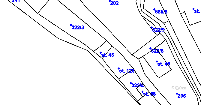 Parcela st. 45 v KÚ Machovská Lhota, Katastrální mapa