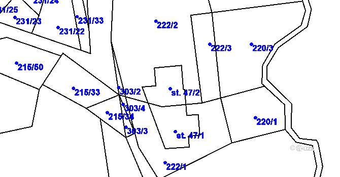 Parcela st. 47/2 v KÚ Machovská Lhota, Katastrální mapa