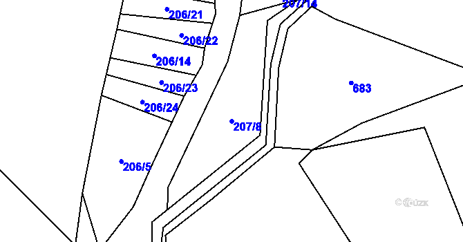 Parcela st. 207/8 v KÚ Machovská Lhota, Katastrální mapa