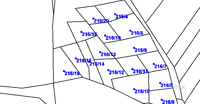 Parcela st. 216/13 v KÚ Machovská Lhota, Katastrální mapa